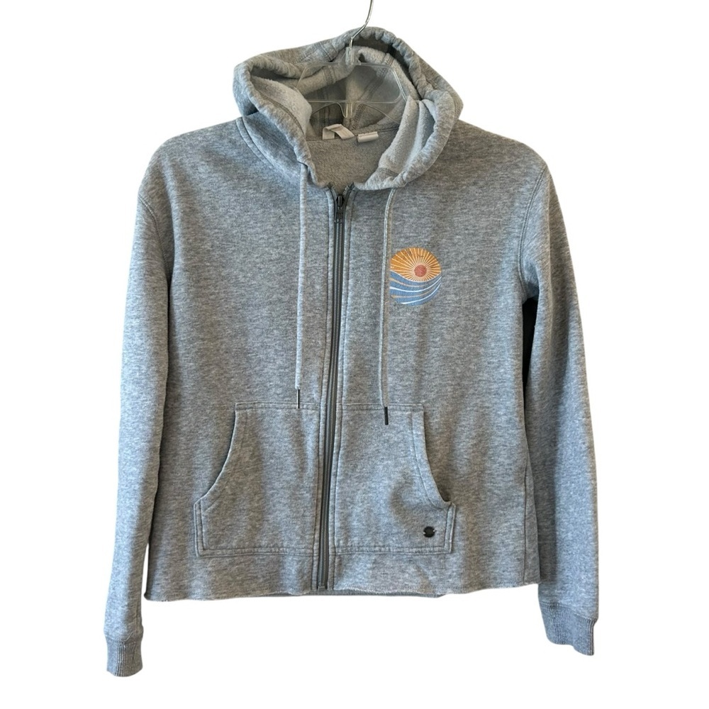 Roxy Gray Zip-Up Hoodie with Sunburst Design